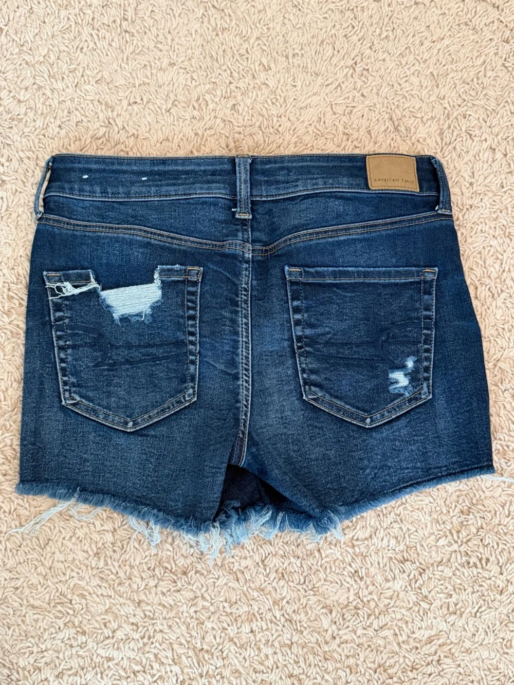 American Eagle Outfitters Dark Indigo Distressed Denim Cutoff Shorts